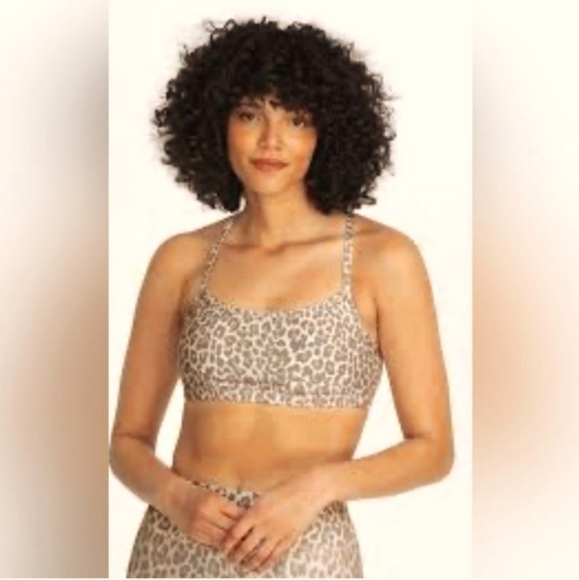 Johnny Was Calme Cross Back Leopard Sports Bra - Picture 1 of 6